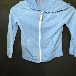 Cat & Jack Light Blue Ruffle Collar Zip Front Hoodie